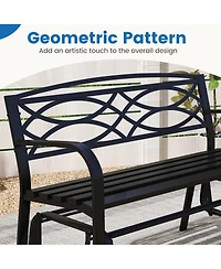 Gouun 2-Person Metal Glider Bench with Curved Armrests