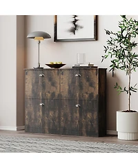 sumyeg Storage Cabinet with Anti-Tipping Device Flip-Top Shoe Cabinet with Adjustable Layer