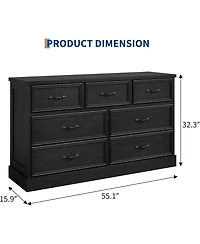 gaomon 7 Drawer Dresser for Bedroom, 55" Wide Wooden Dressers with Metal Handle