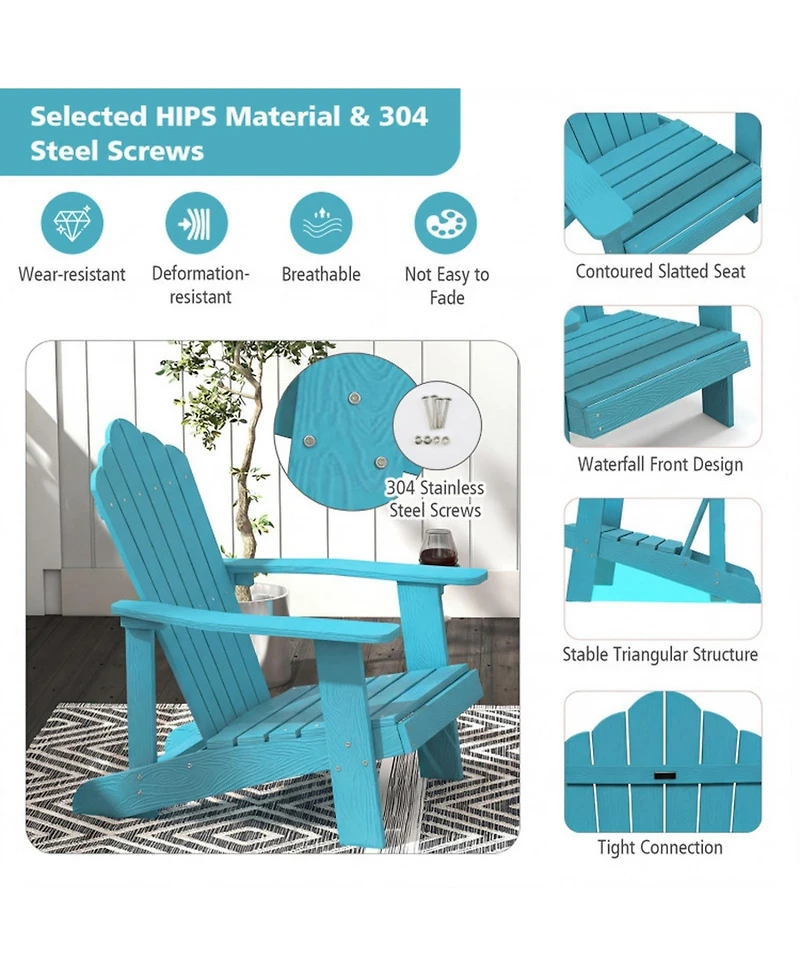 Gouun Weather-Resistant Hips Outdoor Adirondack Chair with Rotatable Cup Holder