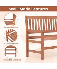 Gouun 44 In 2-Seat Outdoor Loveseat Bench with Inclined Backrest Solid Wood Build