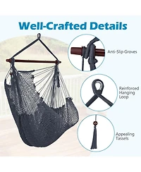 Gouun Caribbean Hammock Chair with Metal Spreader Bar Woven Rope Swing Seat
