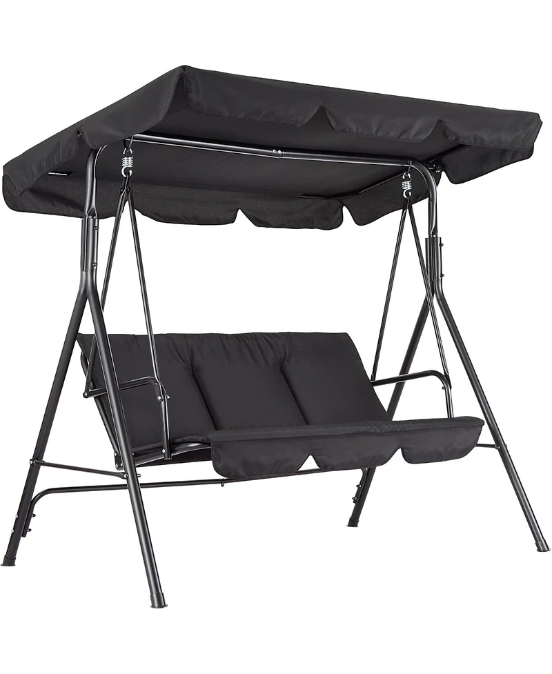 gaomon Outdoor 3-Seat Patio Swing with Adjustable Canopy and Stand, Heavy-Duty Steel Frame, 600 lbs Capacity