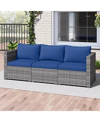 Sugift 3-Piece Modular Pe Rattan Sectional Sofa with Removable Cushions