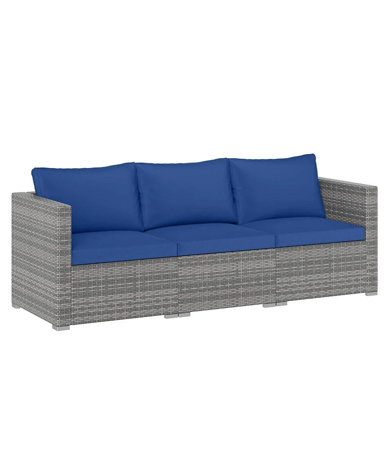 Sugift 3-Piece Modular Pe Rattan Sectional Sofa with Removable Cushions