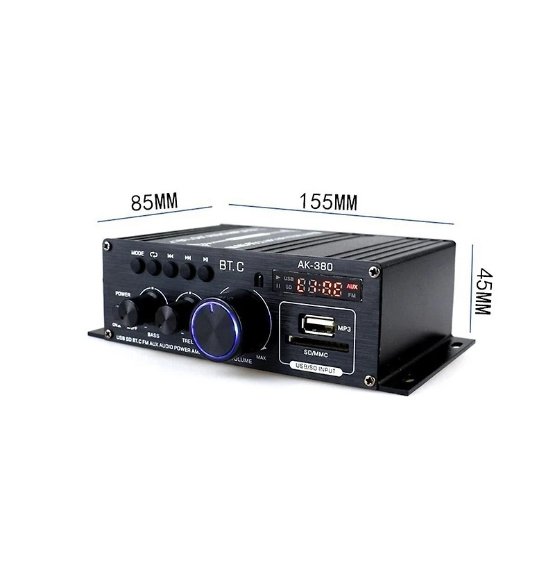 Artudatech 2 Channel 400W Bluetooth HiFi Amplifier with Usb/Sd/Fm & Remote Control