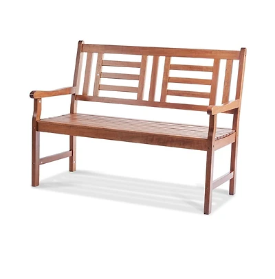 Sugift 48 in Outdoor Wood Garden Bench with Backrest and Armrests, 700 lbs Load Capacity, Patio Seating