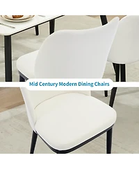 gaomon Set of 2 Upholstered Fabric Dining Side Chairs, Padded Seat with Solid Wood Legs for Dining Table