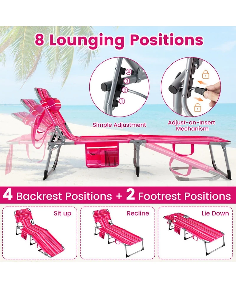 Gouun Tanning Chair with Face and Arm Holes Folding Outdoor Sunbathing Chair