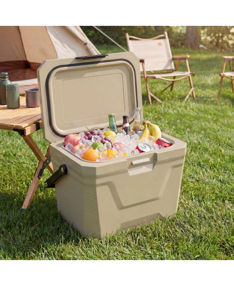 Sugift Insulated Portable Hard Shell Ice Chest Cooler with 2 Cup Holders 21-Quart