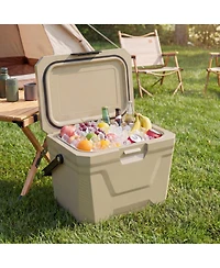 Sugift Insulated Portable Hard Shell Ice Chest Cooler with 2 Cup Holders 21-Quart