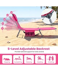 Gouun Lightweight Folding Beach Lounge Chair with Multi-Position Adjustable Back