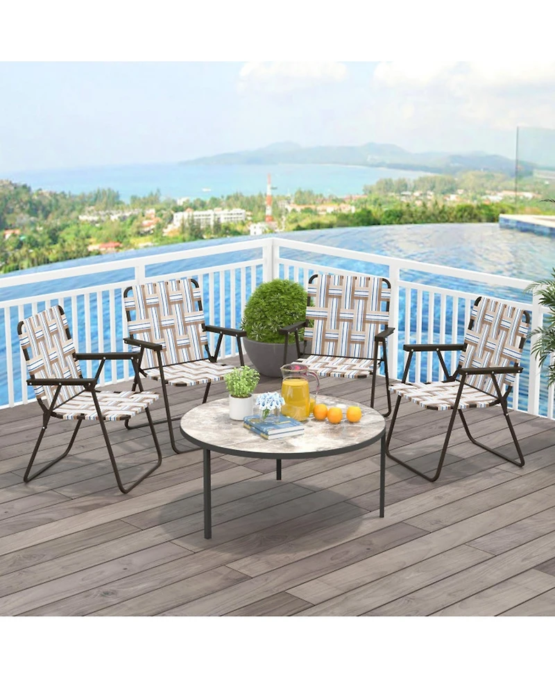 Gouun 4-Piece Folding Beach Chair Set Camping Lawn Webbing Outdoor Chair