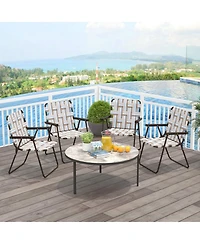 Gouun 4-Piece Folding Beach Chair Set Camping Lawn Webbing Outdoor Chair