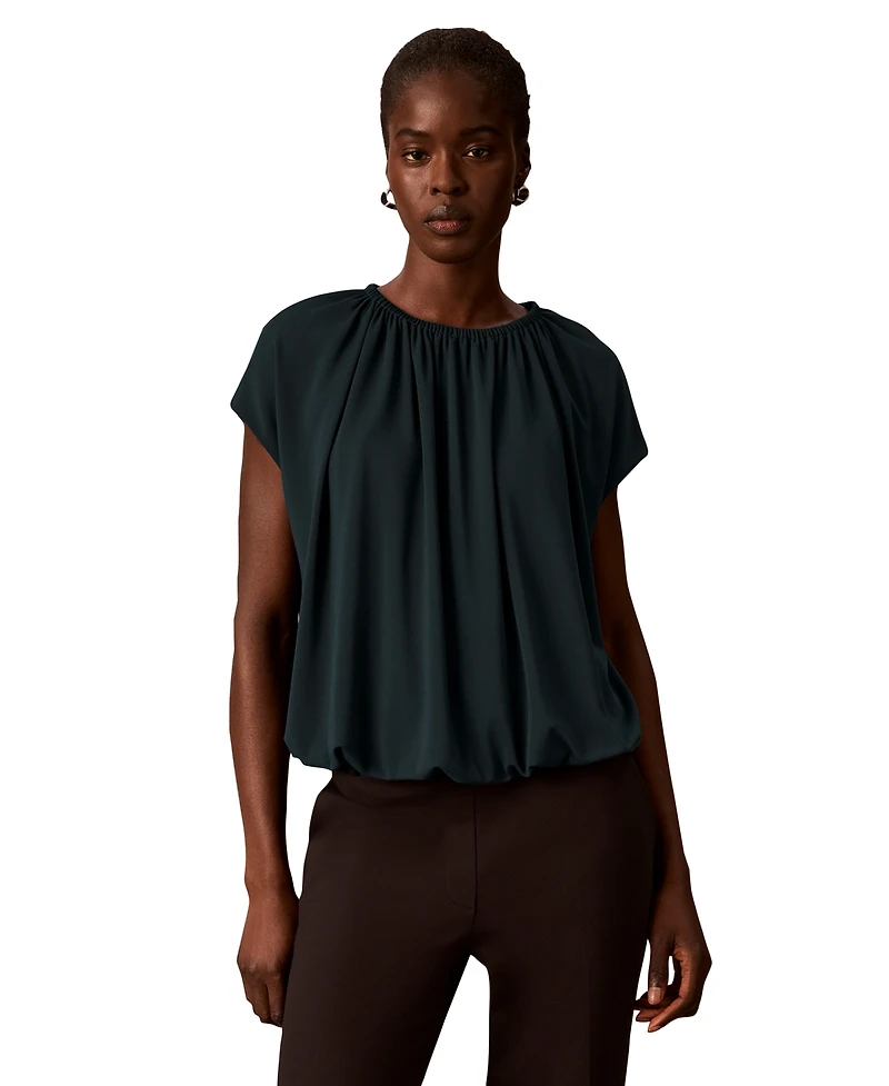 Calvin Klein Petite Shirred Crewneck Top