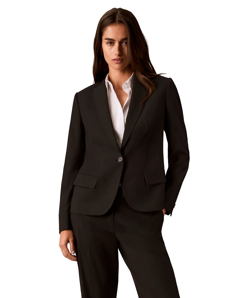 Calvin Klein Petite One-Button Lapel Collar Jacket