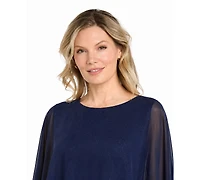 R & M Richards Women's Long Glitter Lace Boat Dress