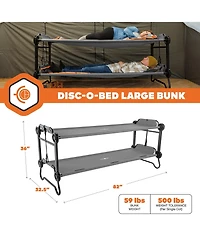 Disc-o-Bed Large Outdoor Convertible 2 Person Portable Camping Bunk Cots