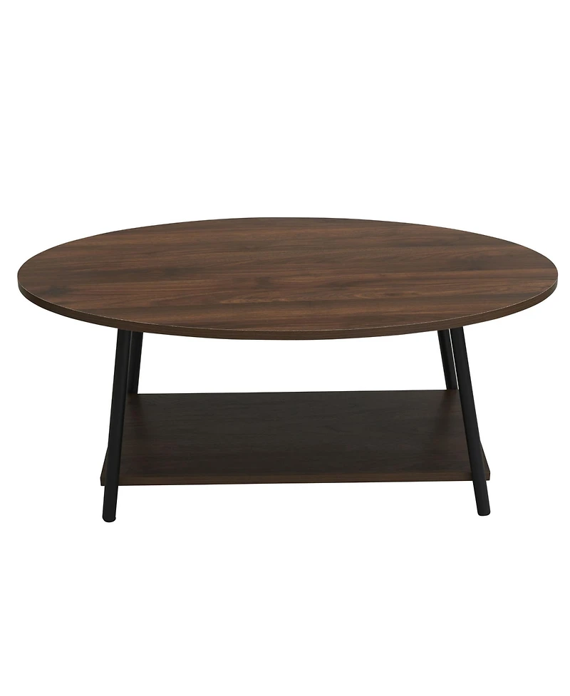 Household Essentials Jamestown Oval Coffee Table with Storage Shelf