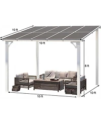 gaomon Hardtop Wall Mounted Gazebo with Gutters and Galvanized Steel Roof, 60MPH Wind Resistance, Lean to Gazebo Pergola with Sloped Roof for Deck
