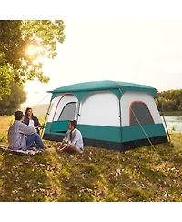 Gouun 6 to 8 Person Camping Tent with Double Rooms 2 Doors and Covered Porch