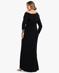 Betsy & Adam Plus Asymmetrical Neck Gown