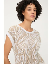 Olsen Women's Ajour Knit Neo Zebra Sweater