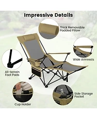 Mecale Reclining Camping Chair with Removable Footrest and Adjustable Backrest