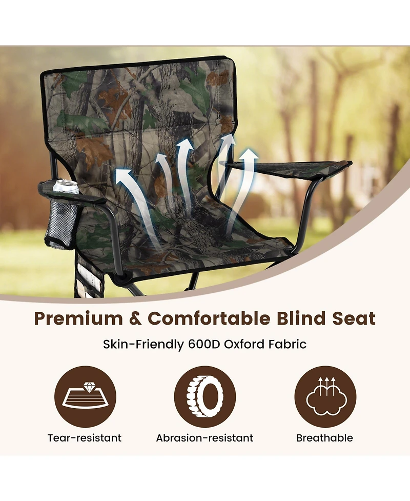 Mecale 360-Degree Swivel Hunting Chair with Mesh Cup Holder and Storage, Foldable