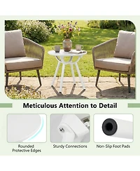 Gouun 20 In Circular Outdoor End Table Set of 2 Weather-Resistant Pp and Abs Build