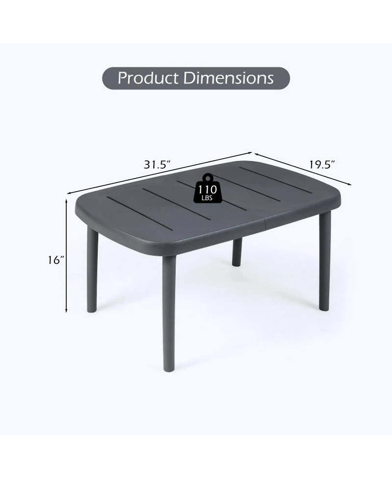 Gouun Rectangular Outdoor Patio Storage Side Coffee Table with Aluminum Alloy Rods