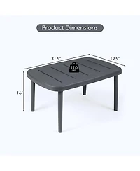 Gouun Rectangular Outdoor Patio Storage Side Coffee Table with Aluminum Alloy Rods