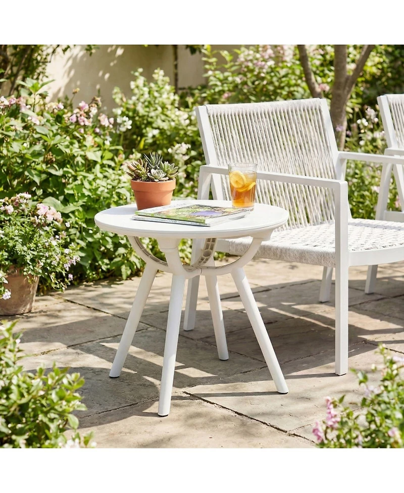 Gouun 20 In Circular Outdoor End Table Weather-Resistant Pp and Abs Build for Patio