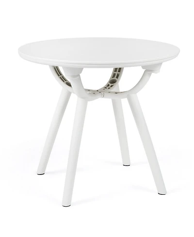 Gouun 20 In Circular Outdoor End Table Weather-Resistant Pp and Abs Build for Patio
