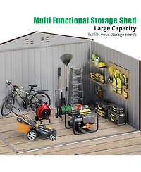 gaomon Outdoor Storage Shed, Steel Utility Tool Shed with Sloped Roof and Lockable Door