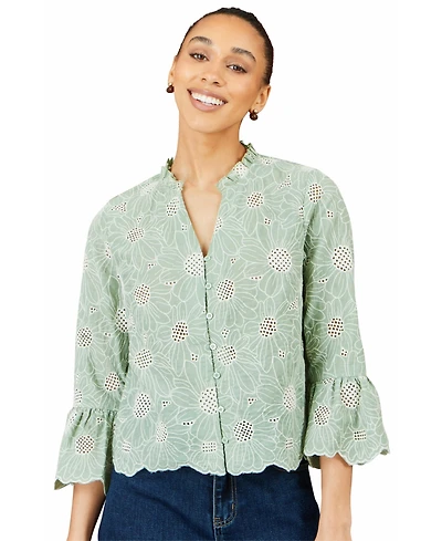 Yumi Women's 100% Cotton 3/4 Sleeve Shirt