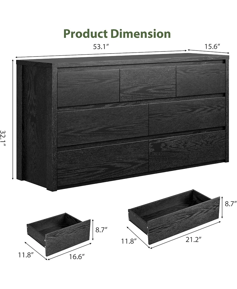 gaomon 7 Drawer Dresser for Bedroom, Wide Modern Chest of Drawers, Large Wood Wooden Storage Organizer Living Room