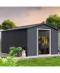 gaomon Outdoor Storage Shed, 12 x 8 feet Metal Aluminum Waterproof Tool Sheds with Frame Floor and Lockable Door, Storage Shed for Gardening Tools