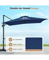 Sugift 11 x 9 Feet Cantilever Patio Umbrella with 360 Rotation and Easy Tilt Adjustment