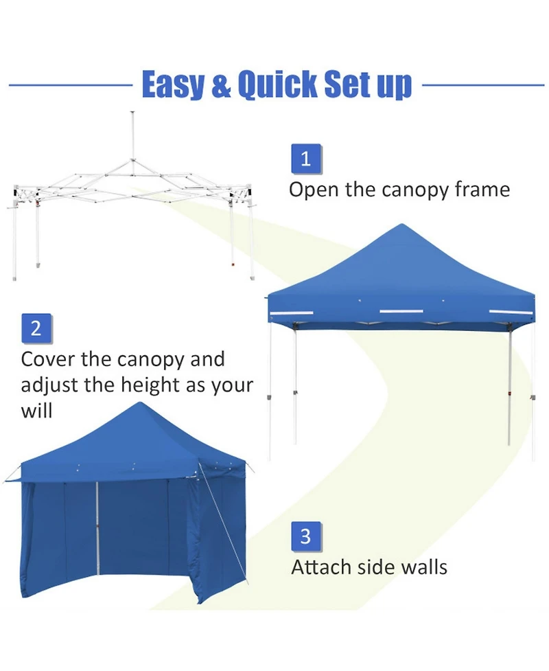 Sugift 10 x 10 Feet Pop-up Gazebo with 5 Removable Zippered Sidewalls and Extended Awning