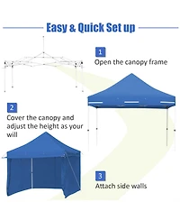 Sugift 10 x 10 Feet Pop-up Gazebo with 5 Removable Zippered Sidewalls and Extended Awning