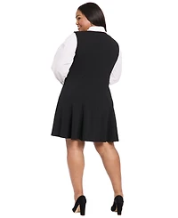 London Times Plus Collared Fit & Flare Shirt Dress