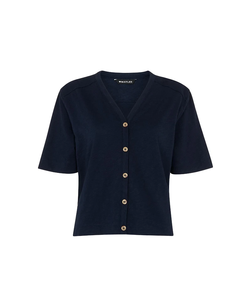 Whistles Women's Ella V-Neck Button Through Top