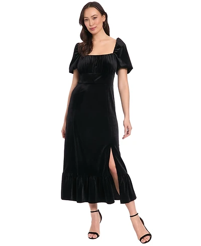 London Times Petite Square Neck Midi Dress