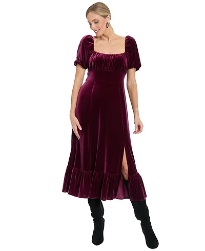 London Times Petite Square Neck Midi Dress