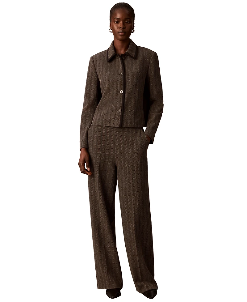 Calvin Klein Petite High-Rise Wide-Leg Trousers