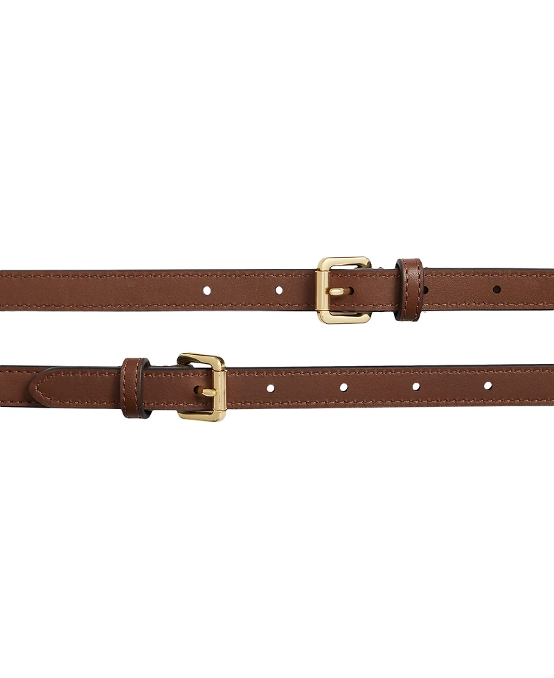 Lauren Ralph Leather Trim Stacked Chain Belt