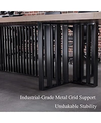 Logicfox Conference Table with Wireless Charging - 2" Thick Top and Metal Grid Base 2 Built-in Power Outlets and Usb