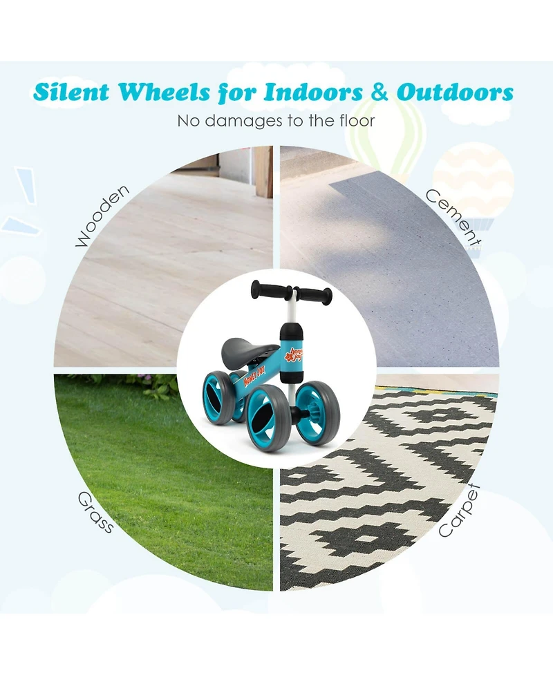 Mecale 4-Wheel Baby Balance Bike for 1-2 Year Olds, 44-lb Capacity
