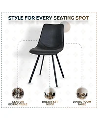 LeisureMod Markley Modern Leather Dining Chair With Metal Legs Set of 2